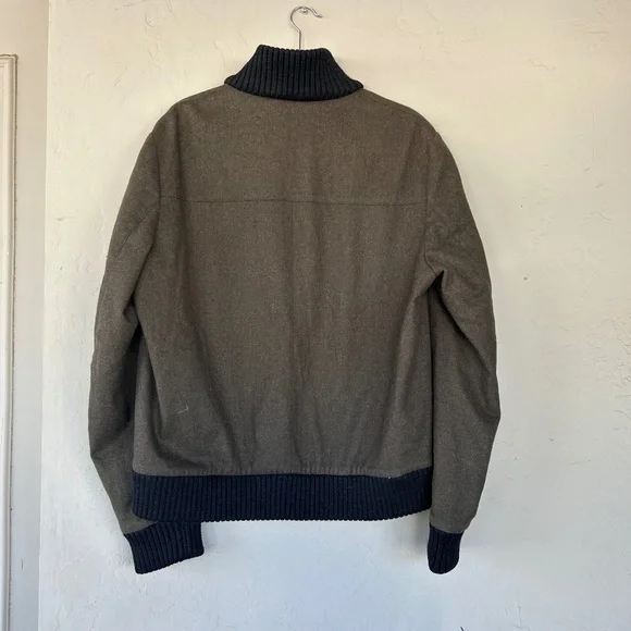Hugo Men's Green Bomber Jacket Cashmere Wool Zip up Size XL